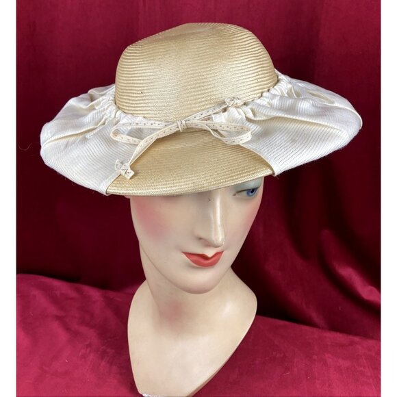 CHIC Vintage Matsuda Nicole Avant Garde Sun Hat Grass Straw With Cover Japan - Picture 1 of 9